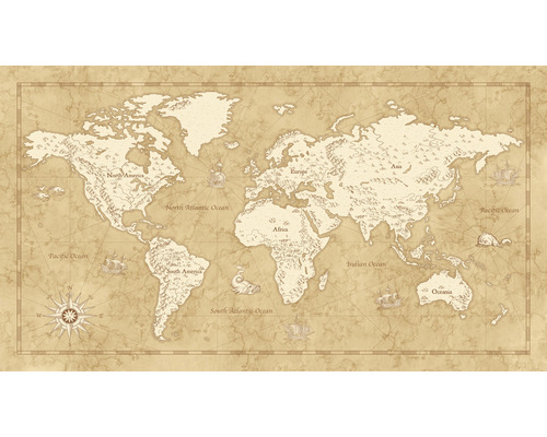 Papier peint panoramique intissé IAX10-0027 Into Adventure Vintage World Map 10 pces 500 x 280 cm