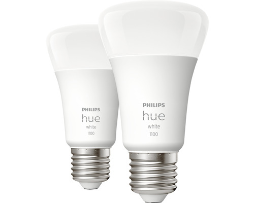 Ampoule Philips hue White à intensité lumineuse variable mat 2x E27/9,5W(75W) 1100 lm 2700 K 2 pièces - Compatible avec SMART HOME by hornbach
