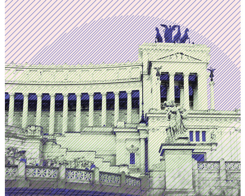 Papier peint panoramique intissé IAX6-0042 Into Adventure Roma 6 pces 300 x 250 cm Monument avec colonnes et statues