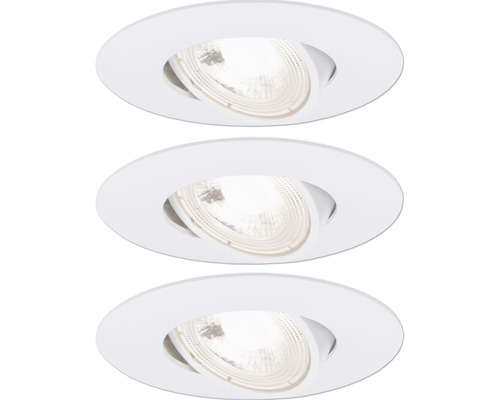 Ensemble de spots à encastrer LED 3x4,8W 3x580 lm 3000 K blanc chaud rond pivotant blanc Ø 82/75 mm 230 V