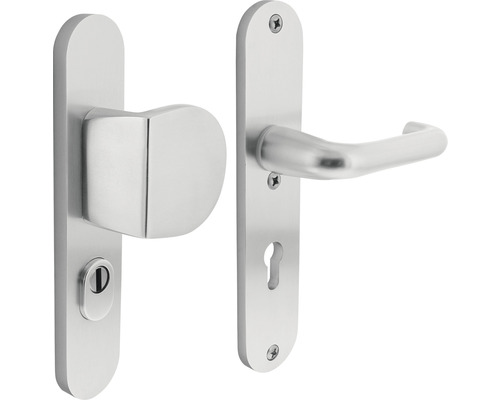 Garniture de rechange de protection Intersteel ovale PZ 72 mm alu F1 anodisé Garniture de porte en métal avec béquille et bouton tournant
