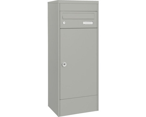 MEFA Paketbriefkasten Stahl pulverbeschichtet BxHxT 410/1025/325 mm Mana 482 Weißaluminium RAL 9006 Entnahme vorne 2-fach mit Namensschild