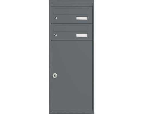 Boîte aux lettres autoportante avec trois compartiments, porte-noms et serrures