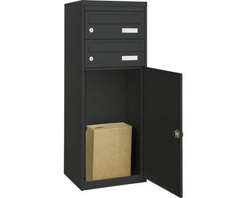 Briefkasten mit Paketfach und zwei separaten Fächern