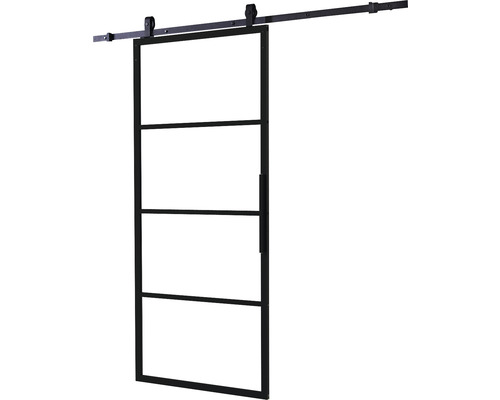 Porte coulissante avec quatre compartiments et kit de ferrures