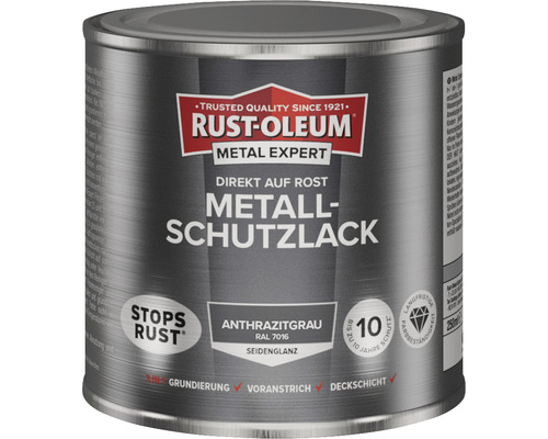 Laque de protection pour métal RUST OLEUM METAL EXPERT mat satiné RAL7016 gris anthracite 250 ml