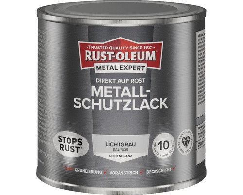 Laque de protection pour métal RUST OLEUM METAL EXPERT mat satiné RAL7035 gris clair 250 ml