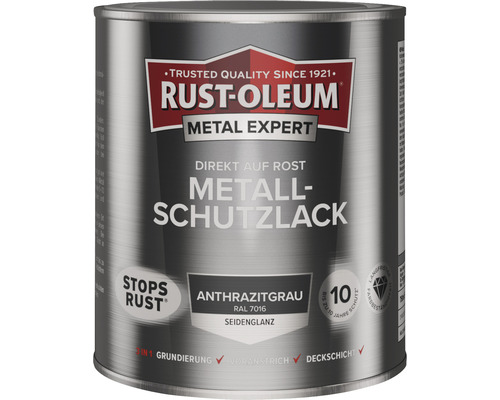 Laque de protection pour métal RUST OLEUM METAL EXPERT mat satiné RAL7016 gris anthracite 750 ml