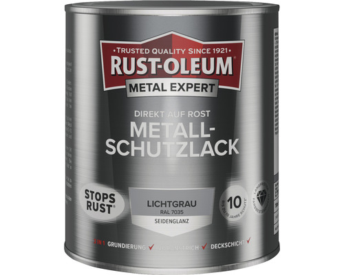Laque de protection pour métal RUST OLEUM METAL EXPERT mat satiné RAL7035 gris clair 750 ml