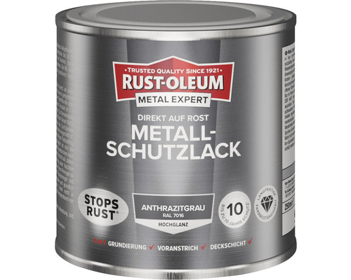 RUST OLEUM METAL EXPERT Metallschutzlack Hochglänzend RAL7016 anthrazitgrau 250 ml