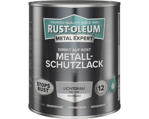 Laque de protection pour métal RUST OLEUM METAL EXPERT haute brillance à base d'eau RAL7016 gris anthracite 750 ml