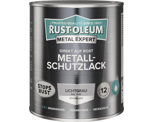 Laque de protection pour métal RUST OLEUM METAL EXPERT haute brillance à base d'eau RAL9005 noir 750 ml
