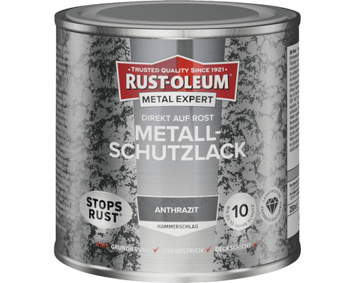 Laque de protection pour métal RUST OLEUM METAL EXPERT effet martelé gris anthracite 250 ml