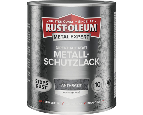 Laque de protection pour métal RUST OLEUM METAL EXPERT effet martelé gris anthracite 750 ml