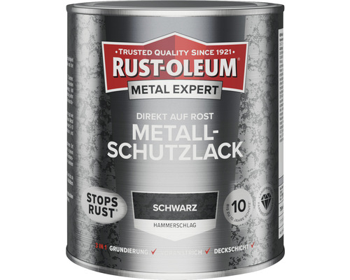 Laque de protection pour métal RUST OLEUM METAL EXPERT effet martelé noir 750 ml