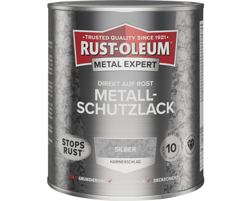 Laque de protection pour métal RUST OLEUM METAL EXPERT effet martelé argent 750 ml