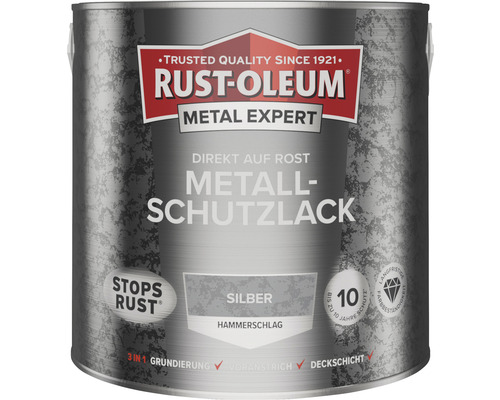 Laque de protection pour métal RUST OLEUM METAL EXPERT effet martelé noir 2,5 l