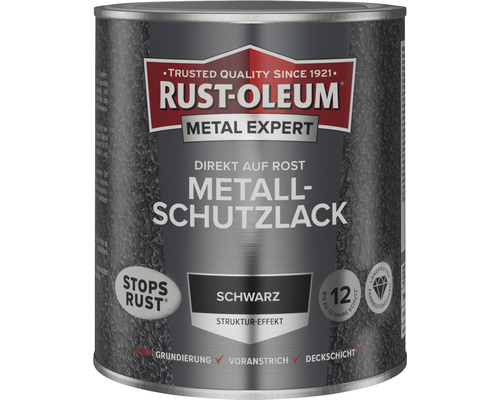 Laque de protection pour métal RUST OLEUM METAL EXPERT structure noir 750 ml