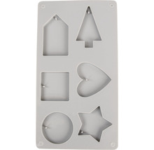 Moule en silicone avec maison, sapin de Noël, carré, cœur, cercle et étoile