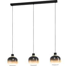 Suspension 3 ampoules hxL 110x95 cm noir/laiton verre pulvérisé noir/marron/transparent