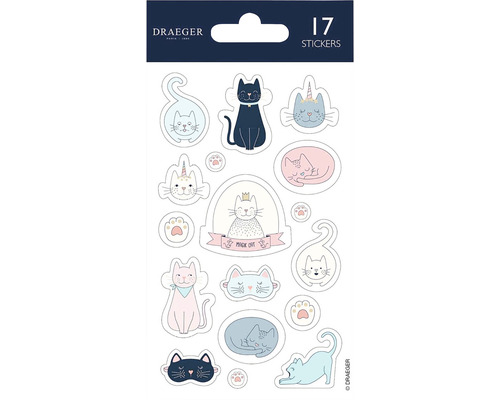 Draeger Stickers avec motifs de chats, 17 pièces