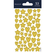 53 autocollants avec motifs de cœurs et d''étoiles