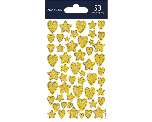 53 autocollants avec motifs de cœurs et d''étoiles