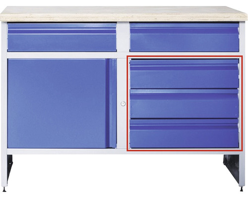 Bloc de tiroirs Industrial 42,8 x 55 x 58 cm bleu 3 pces