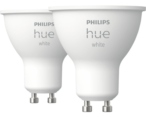 Réflecteur Philips hue White à intensité lumineuse variable blanc GU10 2x 5,2W 2x 400 lm blanc chaud - blanc neutre 2 pièces - Compatible avec SMART HOME by hornbach