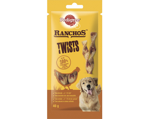 En-cas pour chiens Pedigree Ranchos Twists 40 g Paquet de friandises pour chiens Pedigree Ranchos Twists
