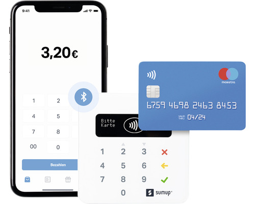 Système de paiement par carte Sumup avec smartphone et carte de débit
