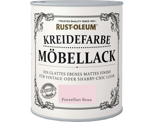 Peinture à la chaux laque pour meuble rose porcelaine 750 ml Boîte de peinture à la craie pour meubles Porzellan Rosa de Rust-Oleum