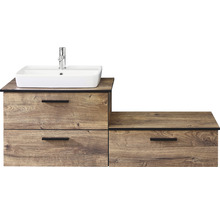Meuble sous-vasque avec lavabo et robinet au design bois