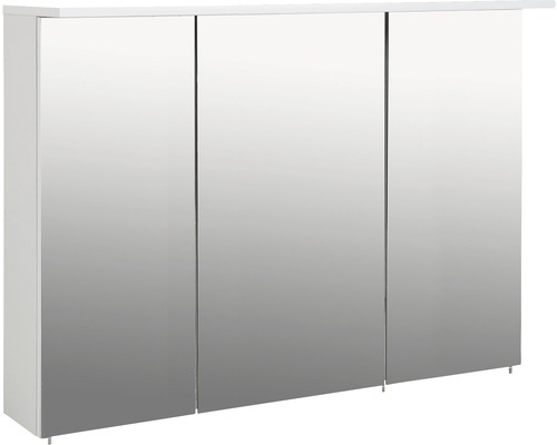 Armoire de toilette Möbelpartner Profil 120,5 x 16 x 72,3 cm blanc 3 portes Armoire de toilette avec trois portes miroir et surface de rangement