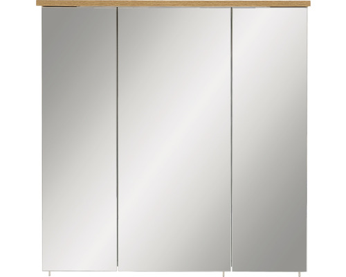 Armoire de toilette avec trois portes-miroirs et décor bois