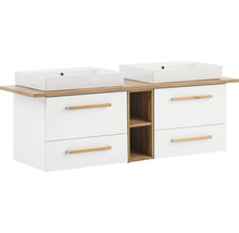 Badmöbel-Set Möbelpartner Duo 1652 BxHxT 165,2 x 61,5 x 50 cm Frontfarbe weiß mit Waschtisch Keramik weiß