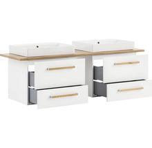 Badmöbel-Set Möbelpartner Duo 1652 BxHxT 165,2 x 61,5 x 50 cm Frontfarbe weiß mit Waschtisch Keramik weiß