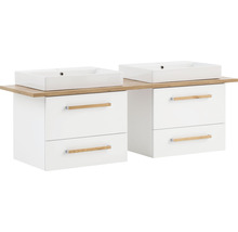 Badmöbel-Set Möbelpartner Duo 1652 BxHxT 165,2 x 61,5 x 50 cm Frontfarbe weiß mit Waschtisch Keramik weiß