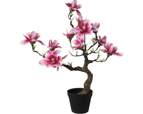 Arbre artificiel magnolia h 71 cm rose vif