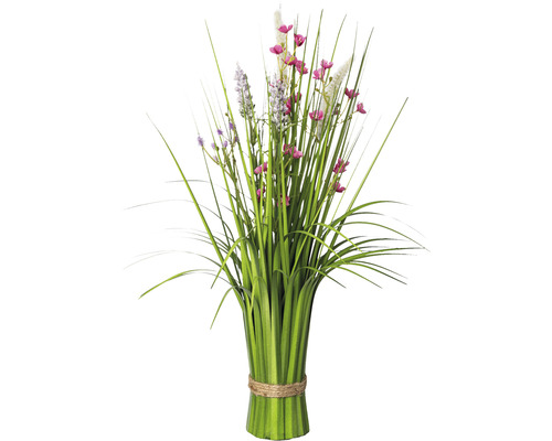 Stehgras-Busch mit Blüten Kunstfaser 48 cm rosa