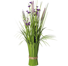 Dekorativer Blumenstrauß mit Kunstblumen und Gräsern, gebunden mit einer Kordel