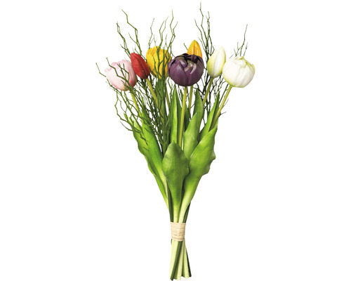 Kunstblume Tulpenbund gefüllt 7er H 43 cm bunt