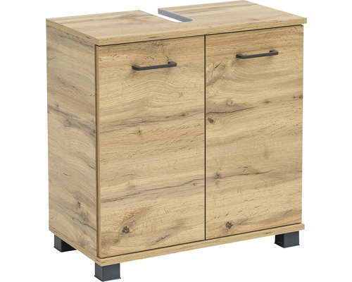 Meuble sous vasque Möbelpartner Nora lxhxp 59.8x63.4x32.6 cm chêne campagnard Meuble sous-lavabo avec deux portes et pieds