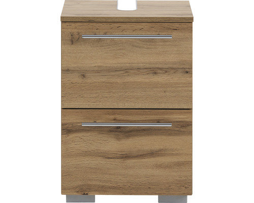 Meuble sous-lavabo avec deux tiroirs et poignées