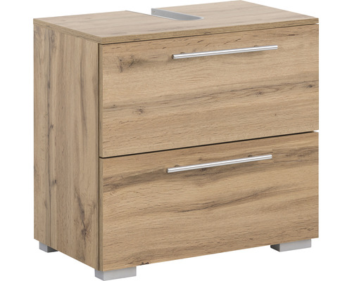 Waschbeckenunterschrank Möbelpartner Carlos BxHxT 60.2x59.1x35 cm eiche landhaus Waschbeckenunterschrank mit zwei Schubladen und Griffen