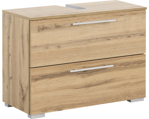 Meuble sous vasque Möbelpartner Carlos lxhxp 80.2x59.1x35 cm chêne campagnard Meuble sous-lavabo avec deux tiroirs et poignées