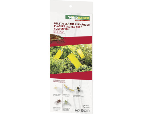 Gelbtafeln mit Aufhänger Windhager 10 Stk. ca. 24 x 10 cm gegen Weiße Fliege, Trauermücke, Blattlaus, Fruchtfliege, Meniermotte , insektizitfrei, geruchlos Windhager Gelbtafeln mit Aufhänger, 10 Stück, zur Schädlingsbekämpfung