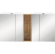 Spiegelschrank Möbelpartner Duo 140 x 16 x 75 cm eiche hell 4-türig LED