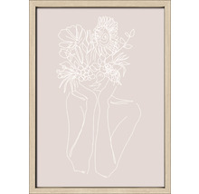 Image encadrée avec motif de femme et de fleurs