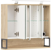 Spiegelschrank Möbelpartner Limone 70 x 16 x 68 cm eiche hell 3-türig LED